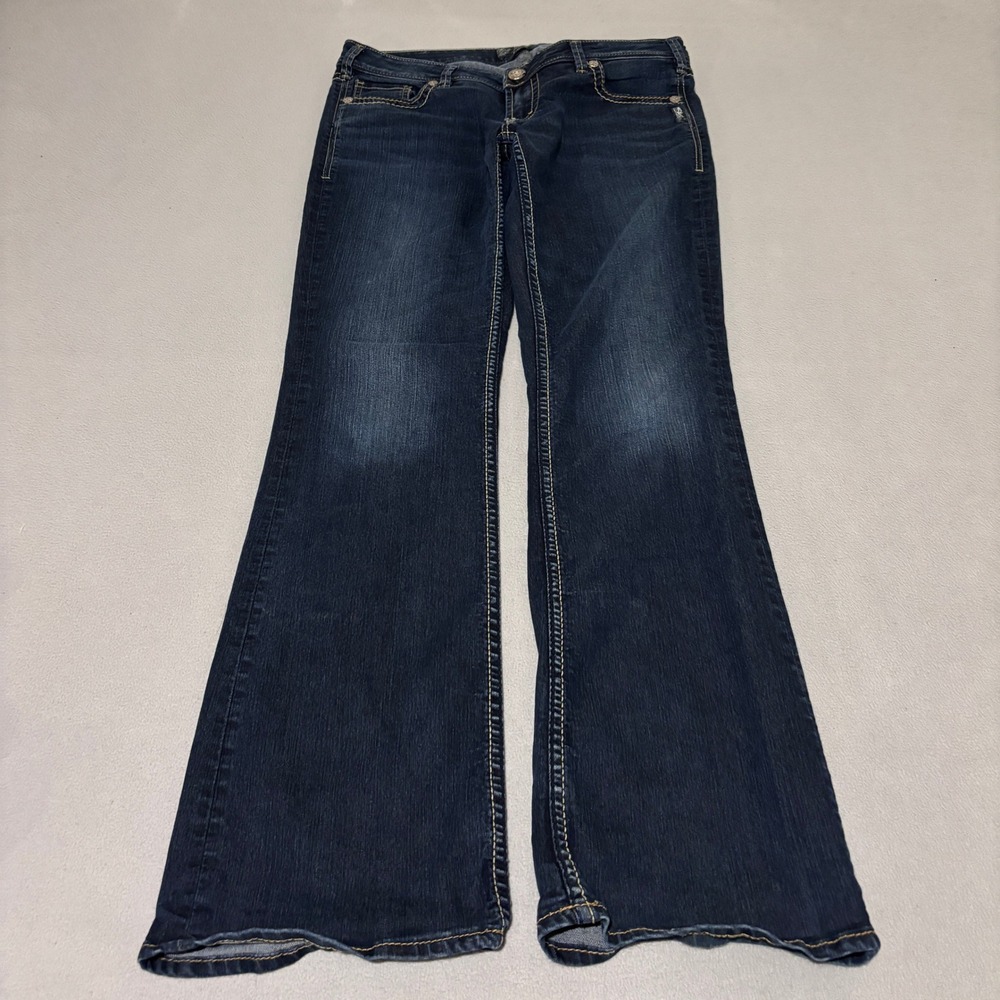Silver Jeans Co Womens Aiko Bootcut 30x33 Dark Wash Denim Jeans Blue Stretch
